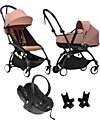 Stokke Passeggino Trio YOYO3 - Telaio Nero + Navicella Bassinet Rosa 0+ e 6+ Seggiolino Auto + Adattatori Passeggini Leggeri