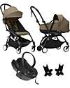 Stokke Passeggino Trio YOYO3 - Telaio Nero + Navicella Bassinet Toffee 0+ e 6+ Seggiolino Auto + Adattatori Passeggini Leggeri