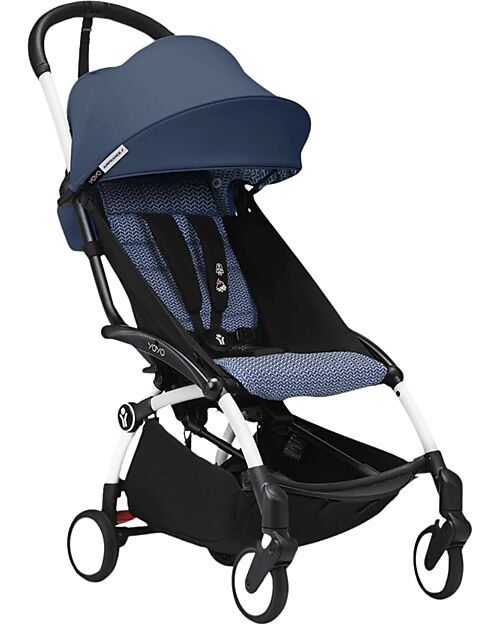 Stokke Passeggino YOYO3 Telaio Bianco e Seduta Air France Blue - Dai 6 Mesi Passeggini Leggeri