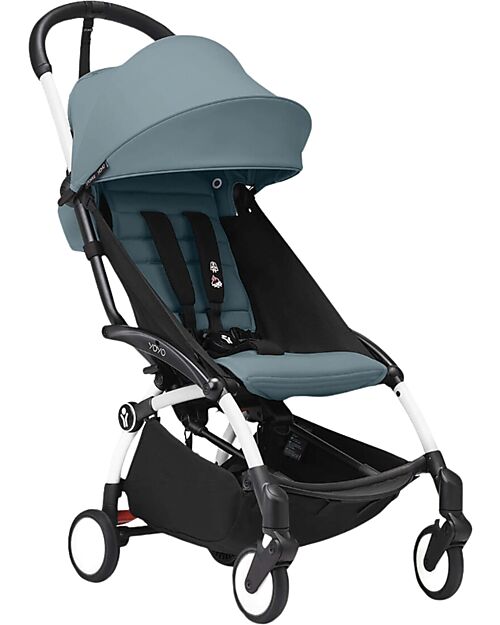 Stokke Passeggino YOYO3 Telaio Bianco e Seduta Aqua - Dai 6 Mesi Passeggini Leggeri