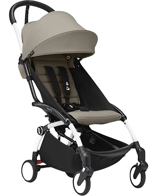 Stokke Passeggino YOYO3 Telaio Bianco e Seduta Taupe - Dai 6 Mesi Passeggini Leggeri