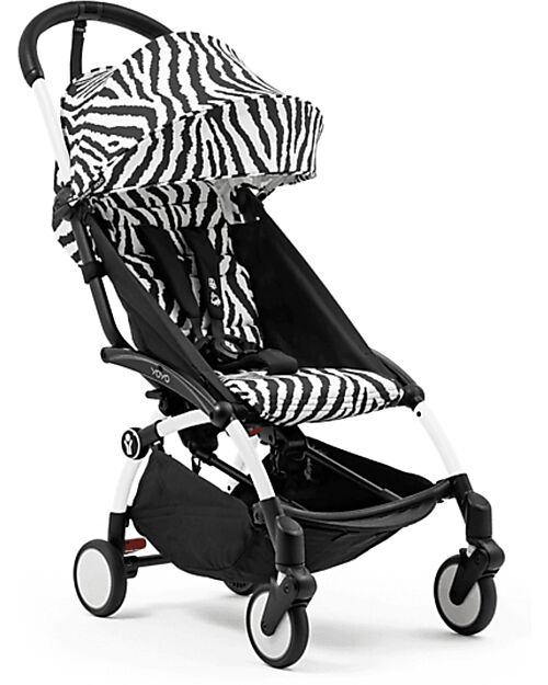 Stokke Passeggino YOYO3 Telaio Bianco e Seduta Zebra - Dai 6 Mesi Passeggini Leggeri