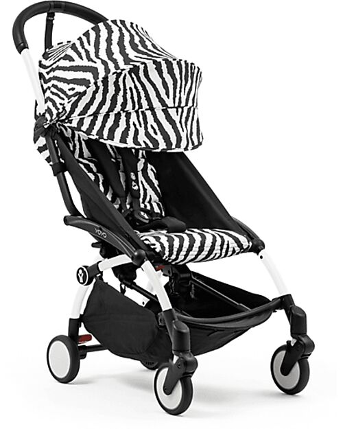 Stokke Passeggino YOYO3 Telaio Bianco e Seduta Zebra - Dai 6 Mesi Passeggini Leggeri