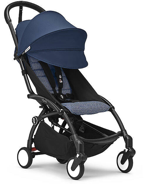 Stokke Passeggino YOYO3 Telaio Nero e Seduta Air France Blue - Dai 6 Mesi Passeggini Leggeri