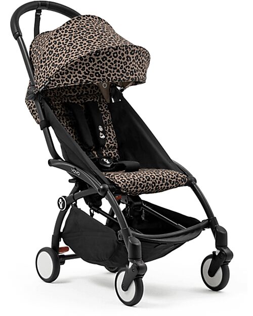 Stokke Passeggino YOYO3 Telaio Nero e Seduta Leopard - Dai 6 Mesi Passeggini Leggeri