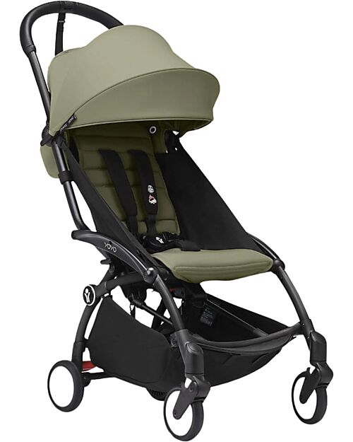 Stokke Passeggino YOYO3 Telaio Nero e Seduta Olive - Dai 6 Mesi Passeggini Leggeri
