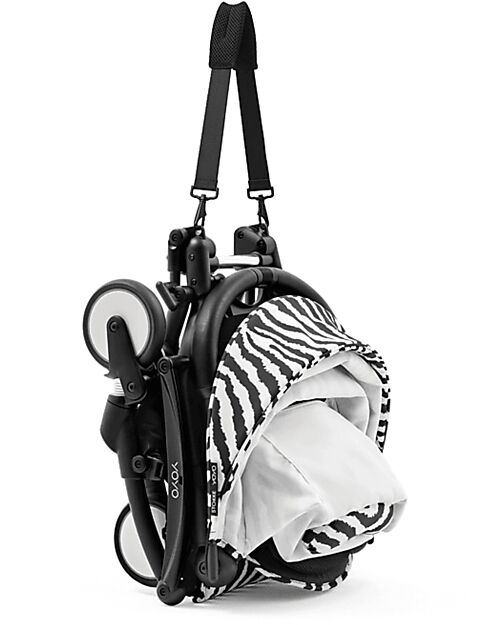 Stokke Passeggino YOYO3 Telaio Nero e Seduta Zebra - Dai 6 Mesi Passeggini Leggeri