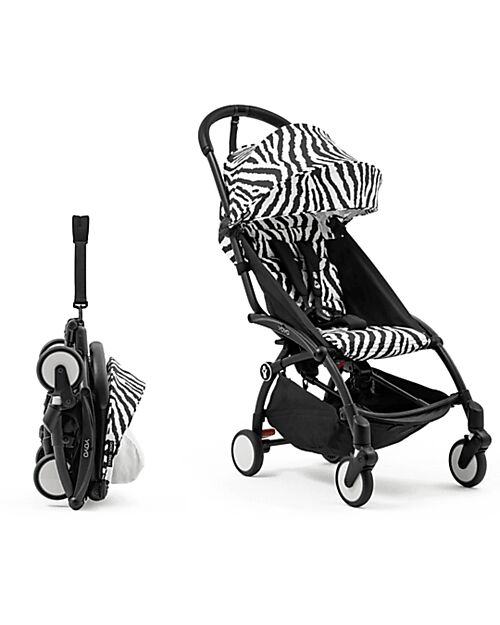 Stokke Passeggino YOYO3 Telaio Nero e Seduta Zebra - Dai 6 Mesi Passeggini Leggeri