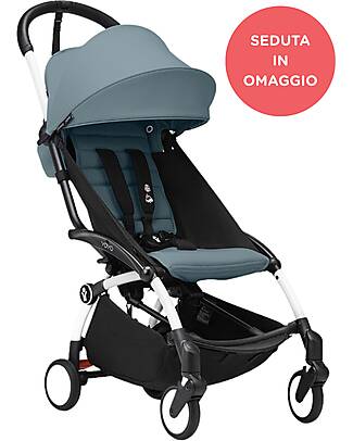 Stokke Promo Passeggino YOYO3 Telaio Bianco e Seduta 6+ Aqua in Omaggio Passeggini Leggeri