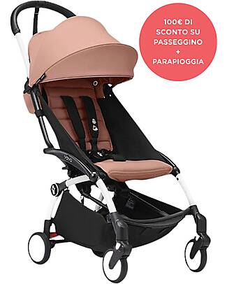 Stokke Promo Passeggino YOYO3 Telaio Bianco e Seduta 6+ Ginger + Parapioggia Passeggini Leggeri