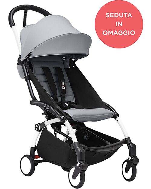 Stokke Promo Passeggino YOYO3 Telaio Bianco e Seduta 6+ Stone in Omaggio Passeggini Leggeri
