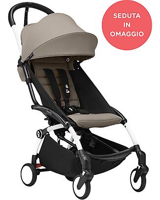 Stokke Promo Passeggino YOYO3 Telaio Bianco e Seduta 6+ Taupe in Omaggio Passeggini Leggeri