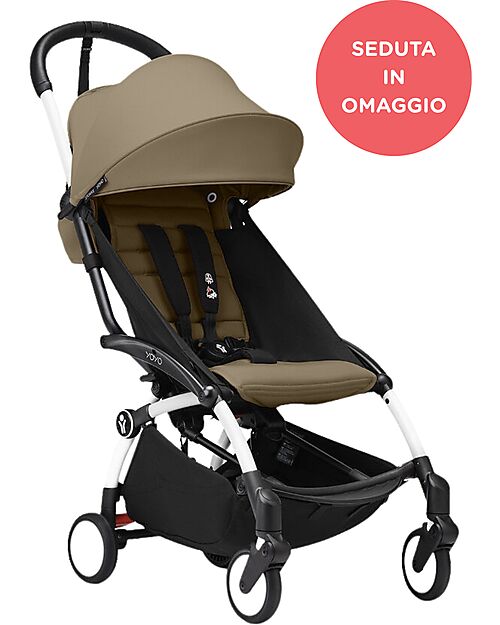 Stokke Promo Passeggino YOYO3 Telaio Bianco e Seduta 6+ Toffee in Omaggio Passeggini Leggeri