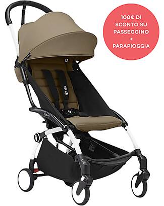 Stokke Promo Passeggino YOYO3 Telaio Bianco e Seduta 6+ Toffee + Parapioggia Passeggini Leggeri