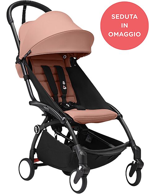 Stokke Promo Passeggino YOYO3 Telaio Nero e Seduta 6+ Ginger in Omaggio Passeggini Leggeri
