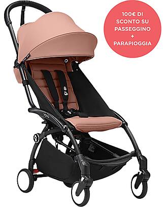Stokke Promo Passeggino YOYO3 Telaio Nero e Seduta 6+ Ginger + Parapioggia Passeggini Leggeri