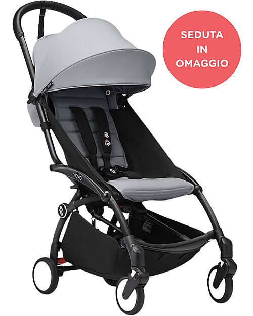 Stokke Promo Passeggino YOYO3 Telaio Nero e Seduta 6+ Stone in Omaggio Passeggini Leggeri