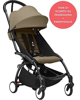 Stokke Promo Passeggino YOYO3 Telaio Nero e Seduta 6+ Toffee + Parapioggia Passeggini Leggeri
