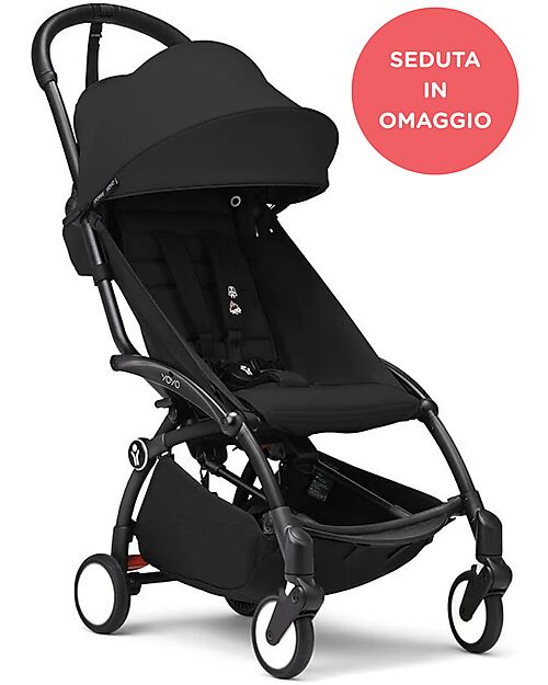 Stokke Promo Passeggino YOYO3 Telaio Nero e Seduta Nera 6+ Omaggio Passeggini Leggeri