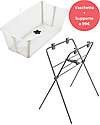 Stokke Promo Vaschetta da Bagno Pieghevole Flexi Bath Beige + Supporto Vaschette e Accessori