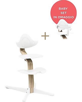 Stokke Sedia Evolutiva Nomi - Bianco - Natural - Baby Set in OMAGGIO! Seggioloni Pappa