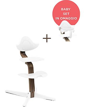 Stokke Sedia Evolutiva Nomi - Bianco - Noce - Baby Set in OMAGGIO! Seggioloni Pappa