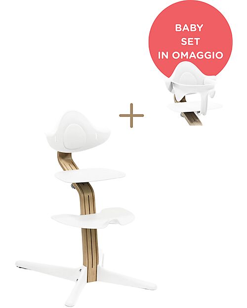 Stokke Sedia Evolutiva Nomi - Bianco - Rovere - Baby Set in OMAGGIO! Seggioloni Pappa