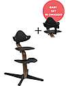 Stokke Sedia Evolutiva Nomi - Nero - Legno di Noce - Baby Set in OMAGGIO! Seggioloni Pappa