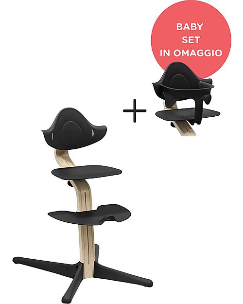 Stokke Sedia Evolutiva Nomi - Nero - Natural - Baby Set in OMAGGIO! Seggioloni Pappa