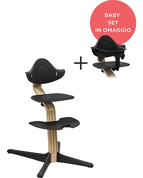 Stokke Sedia Evolutiva Nomi - Nero - Rovere - Baby Set in OMAGGIO! Seggioloni Pappa