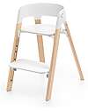 Stokke Sedia Evolutiva Steps con Baby Set Vassoio e Imbracatura - Bianco e Naturale - Dai 6 Mesi Seggioloni Pappa