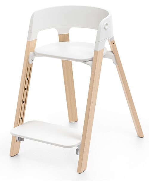 Stokke Sedia Evolutiva Steps con Baby Set Vassoio e Imbracatura - Bianco e Naturale - Dai 6 Mesi Seggioloni Pappa