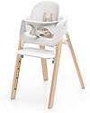 Stokke Sedia Evolutiva Steps con Baby Set Vassoio e Imbracatura - Bianco e Naturale - Dai 6 Mesi Seggioloni Pappa