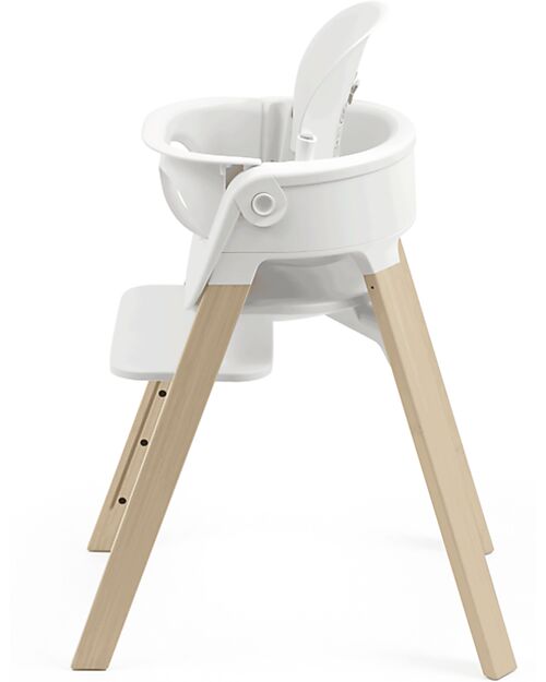 Stokke Sedia Evolutiva Steps con Baby Set Vassoio e Imbracatura - Bianco e Naturale - Dai 6 Mesi Seggioloni Pappa