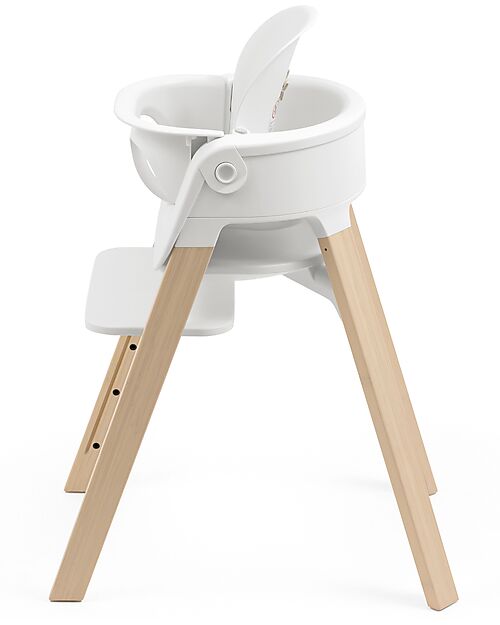 Stokke Sedia Evolutiva Steps con Baby Set Vassoio e Imbracatura - Bianco e Naturale - Dai 6 Mesi Seggioloni Pappa
