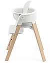 Stokke Sedia Evolutiva Steps con Baby Set Vassoio e Imbracatura - Bianco e Naturale - Dai 6 Mesi Seggioloni Pappa