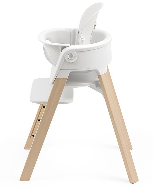 Stokke Sedia Evolutiva Steps con Baby Set Vassoio e Imbracatura - Bianco e Naturale - Dai 6 Mesi Seggioloni Pappa