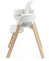 Stokke Sedia Evolutiva Steps con Baby Set Vassoio e Imbracatura - Bianco e Naturale - Dai 6 Mesi Seggioloni Pappa