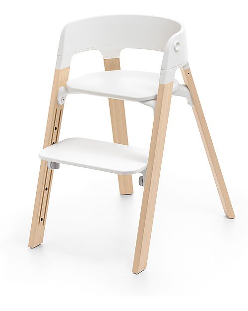 Stokke Sedia Evolutiva Steps con Baby Set Vassoio e Imbracatura - Bianco e Naturale - Dai 6 Mesi Seggioloni Pappa