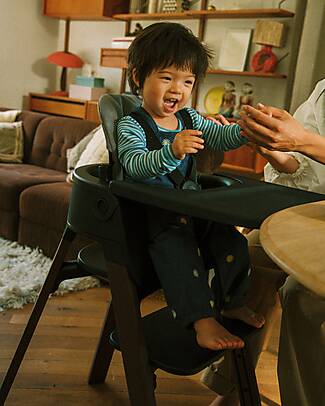 Stokke Sedia Evolutiva Steps con Baby Set Vassoio e Imbracatura - Nero e Marrone - Dai 6 Mesi Seggioloni Pappa