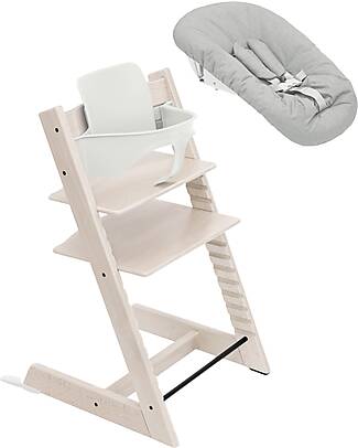 Stokke Sedia Evolutiva Tripp Trapp Bianca in Faggio + Baby Set + Newborn Set Seggioloni Pappa