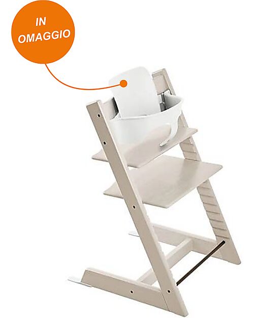 Stokke Sedia Evolutiva Tripp Trapp - Bianco Calce - Legno di Faggio - Baby Set in OMAGGIO! Seggioloni Pappa
