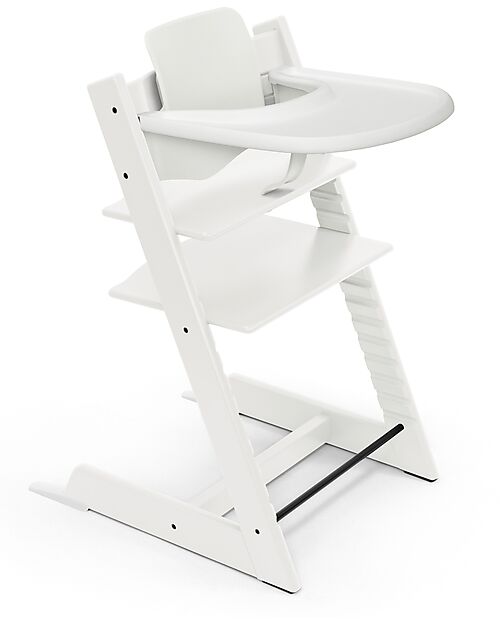 Stokke Sedia Evolutiva Tripp Trapp Bianco in Faggio + Baby Set + Vassoio Bianco - 6M+ Seggioloni Pappa