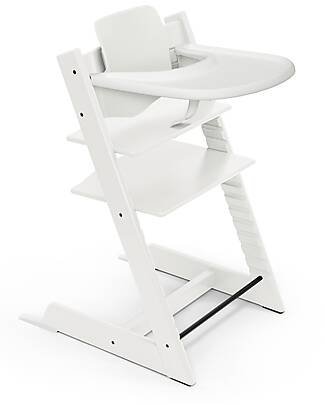 Stokke Sedia Evolutiva Tripp Trapp Bianco in Faggio + Baby Set + Vassoio Bianco - 6M+ Seggioloni Pappa