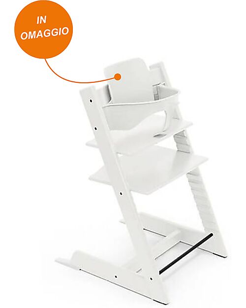 Stokke Sedia Evolutiva Tripp Trapp - Bianco - Legno di Faggio - Baby Set in OMAGGIO! Seggioloni Pappa