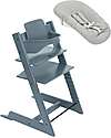 Stokke Sedia Evolutiva Tripp Trapp Fjord Blue in Faggio + Baby Set + Newborn Set Seggioloni Pappa