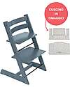Stokke Sedia Evolutiva Tripp Trapp Fjord Blue in Legno di Faggio + Cuscino Star Silver  Omaggio! Seggioloni Pappa