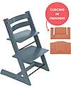 Stokke Sedia Evolutiva Tripp Trapp Fjord Blue in Legno di Faggio + Cuscino Terracotta Omaggio! Seggioloni Pappa