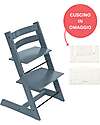 Stokke Sedia Evolutiva Tripp Trapp Fjord Blue in Legno di Faggio + Cuscino Wheat Cream Omaggio! Seggioloni Pappa