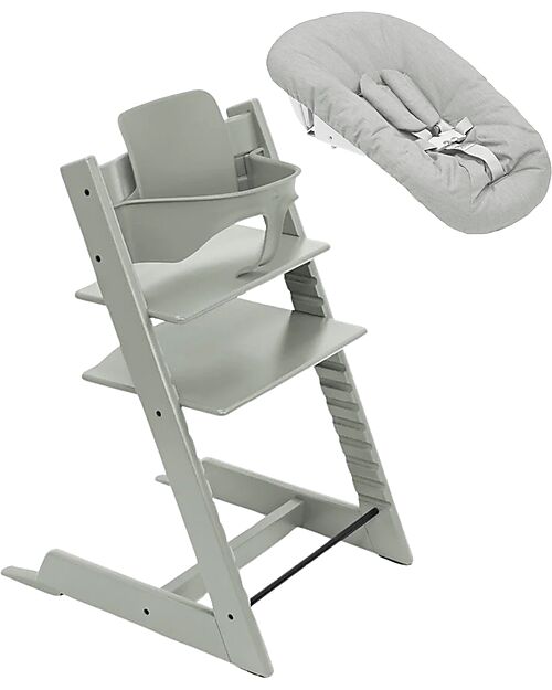 Stokke Sedia Evolutiva Tripp Trapp Glacier Green in Faggio + Baby Set + Newborn Set Seggioloni Pappa